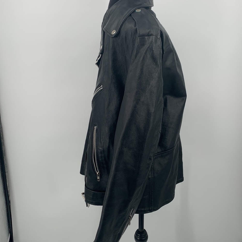 Niki Leather Jacket size XL Black Motorcycle jacket vintage - Picture 6 of 15
